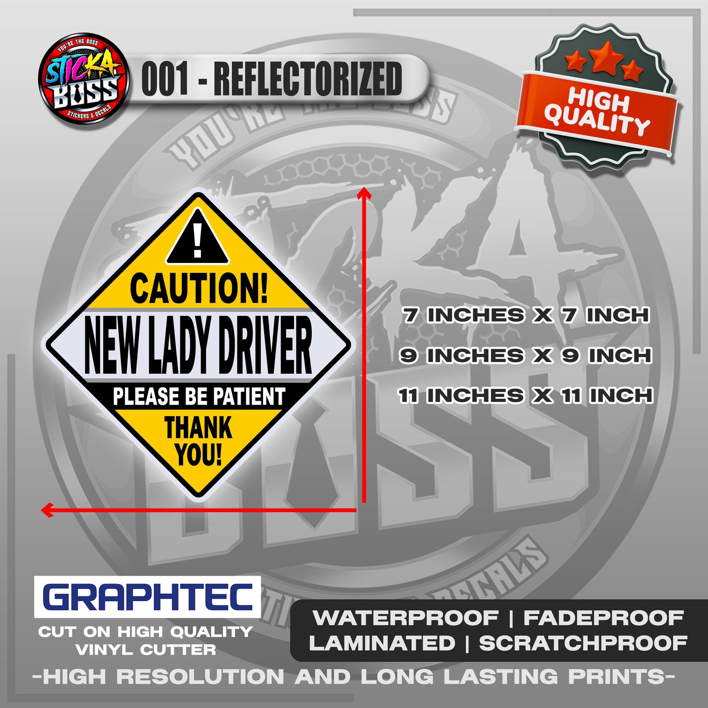 NEW DRIVER / LADY DRIVER / STUDENT DRIVER | VINYL WATERPROOF STICKER | PREMIUM LAMINATED【PRINTED】
