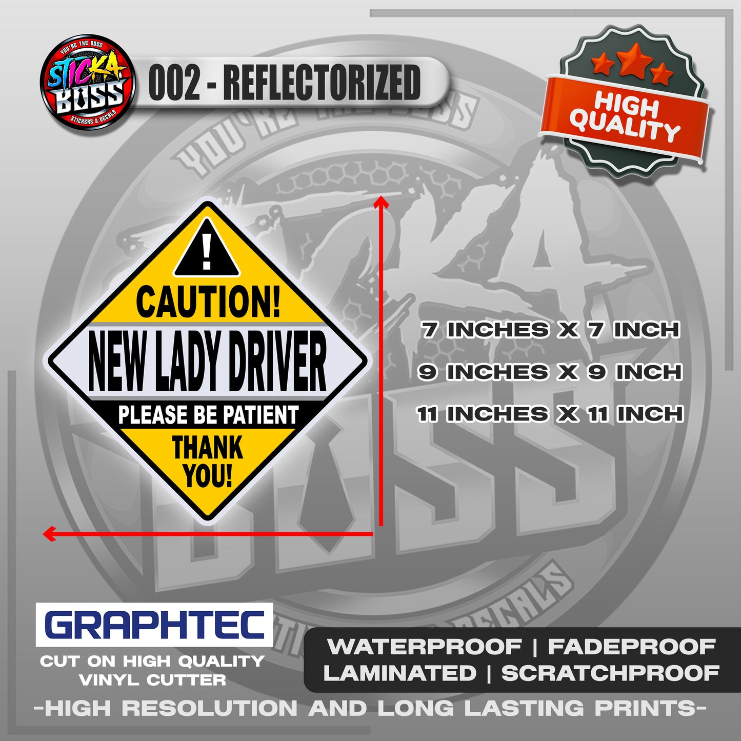 NEW DRIVER / LADY DRIVER / STUDENT DRIVER | VINYL WATERPROOF STICKER | PREMIUM LAMINATED【PRINTED】