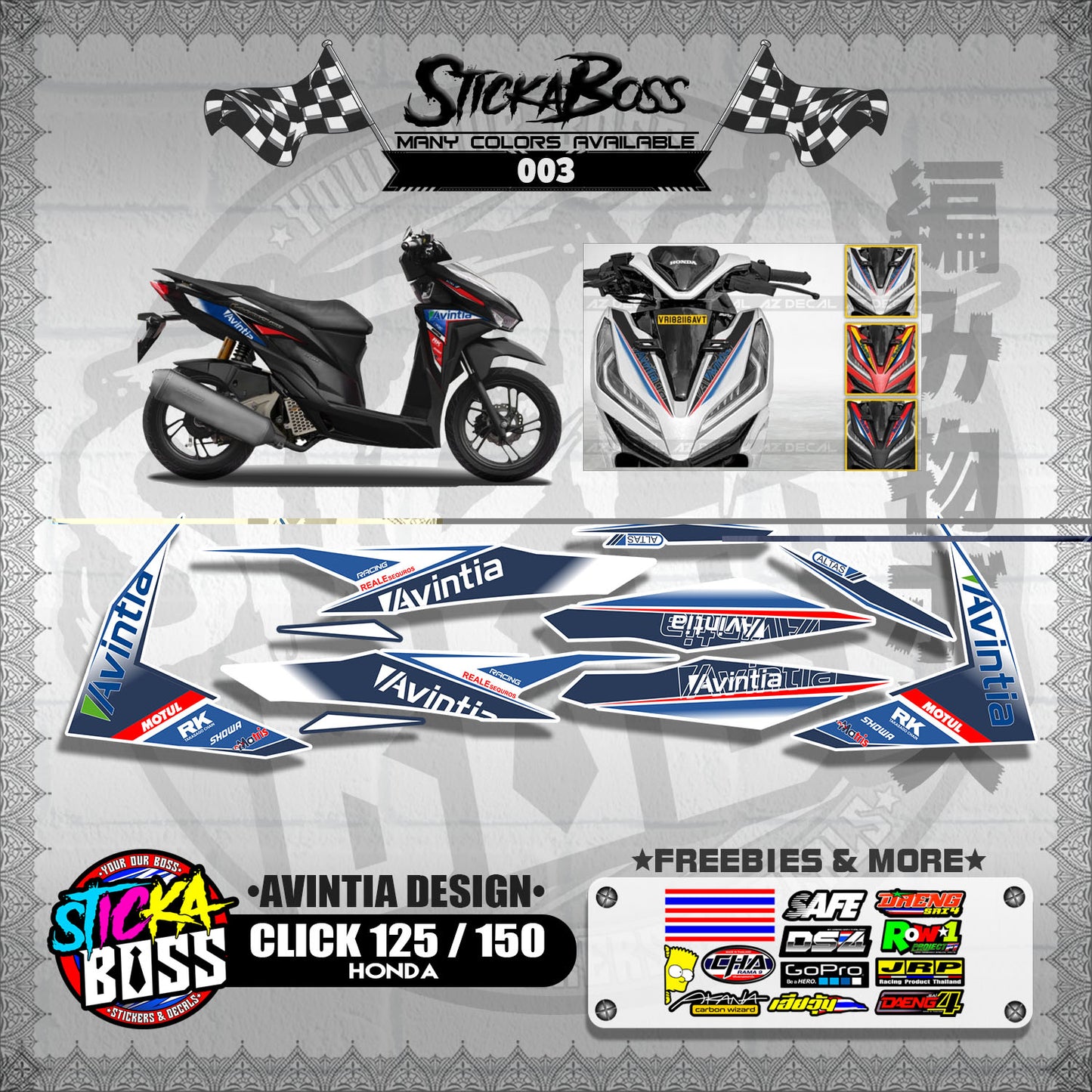 CLICK 125 / 150 V2 DECALS ( AVINTIA DESIGN )【WITH FREEBIES】