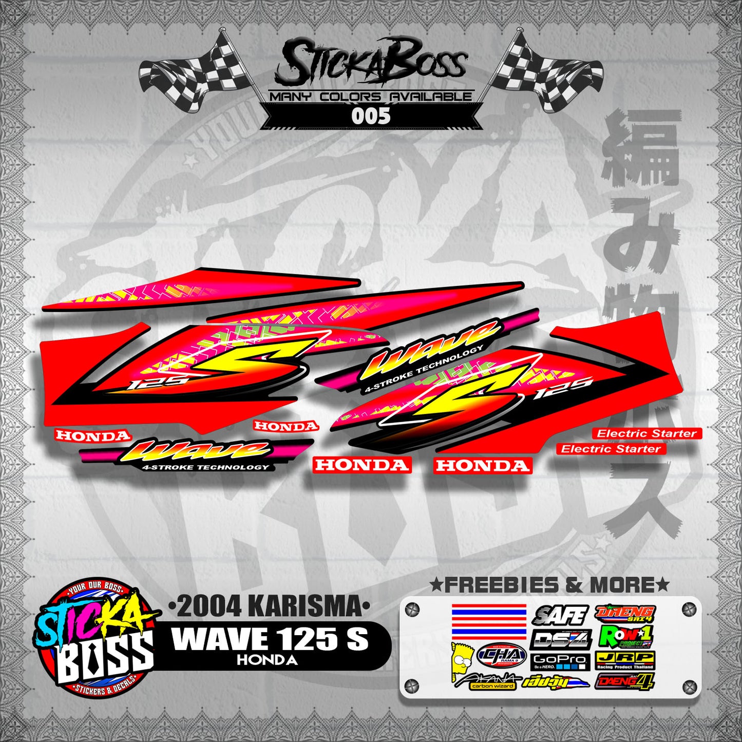 WAVE 125 S DECALS ( 2004 KARISMA )【WITH FREEBIES】