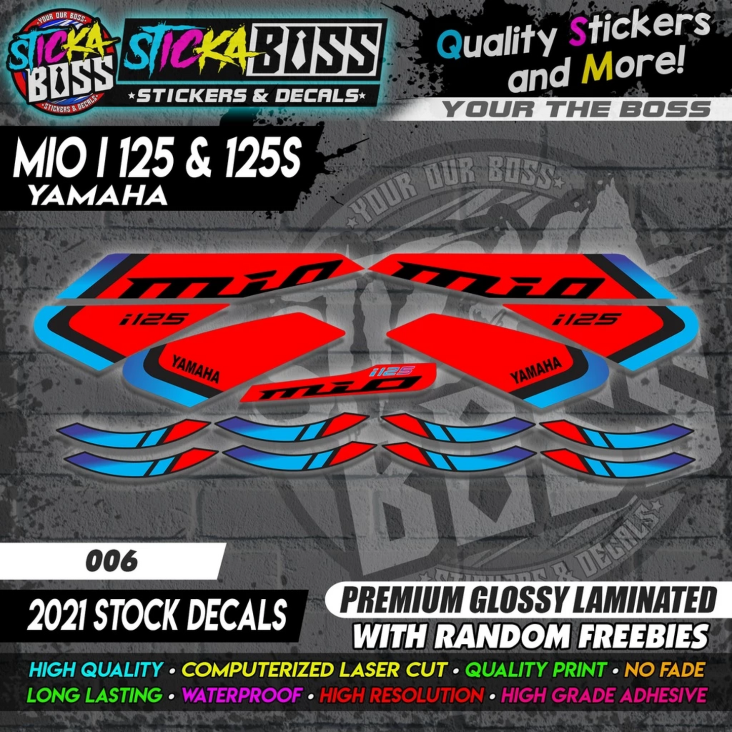 Mio i 125 & 125s (2021 Stock Decals)【PREMIUM GLOSSY LAMINATED】