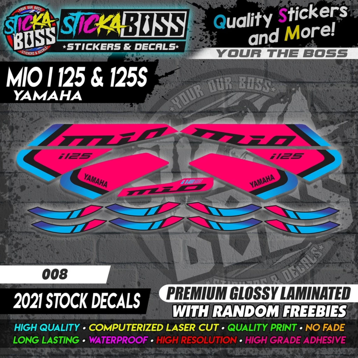 Mio i 125 & 125s (2021 Stock Decals)【PREMIUM GLOSSY LAMINATED】