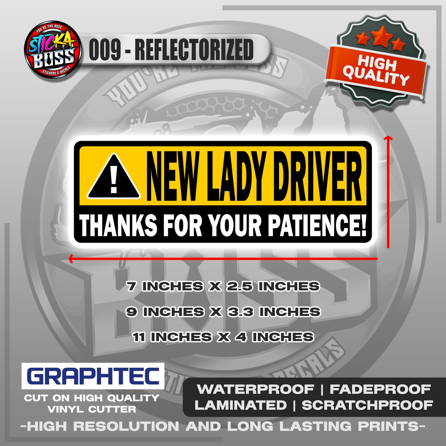 NEW DRIVER / LADY DRIVER / STUDENT DRIVER | VINYL WATERPROOF STICKER | PREMIUM LAMINATED【PRINTED】