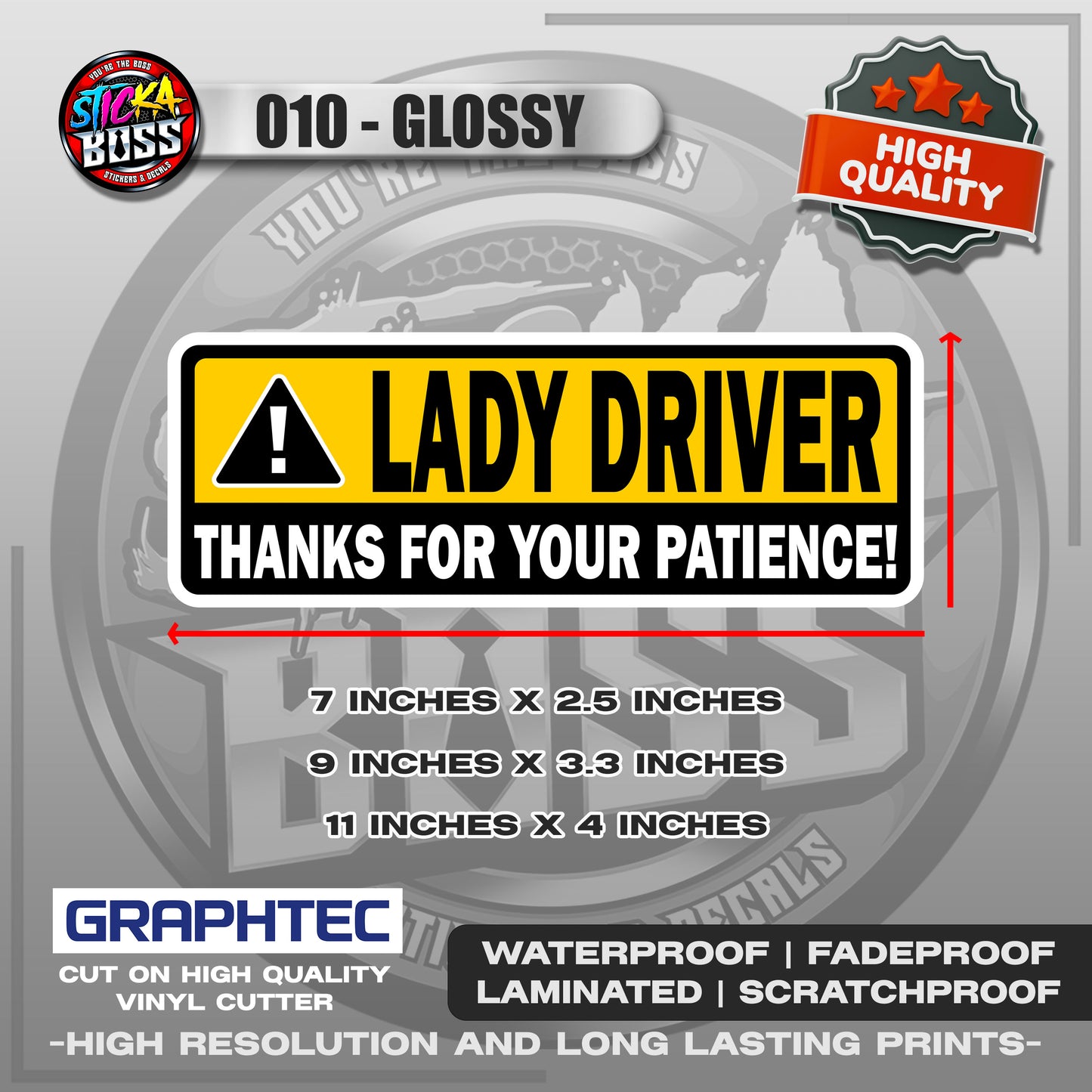 NEW DRIVER / LADY DRIVER / STUDENT DRIVER | VINYL WATERPROOF STICKER | PREMIUM LAMINATED【PRINTED】