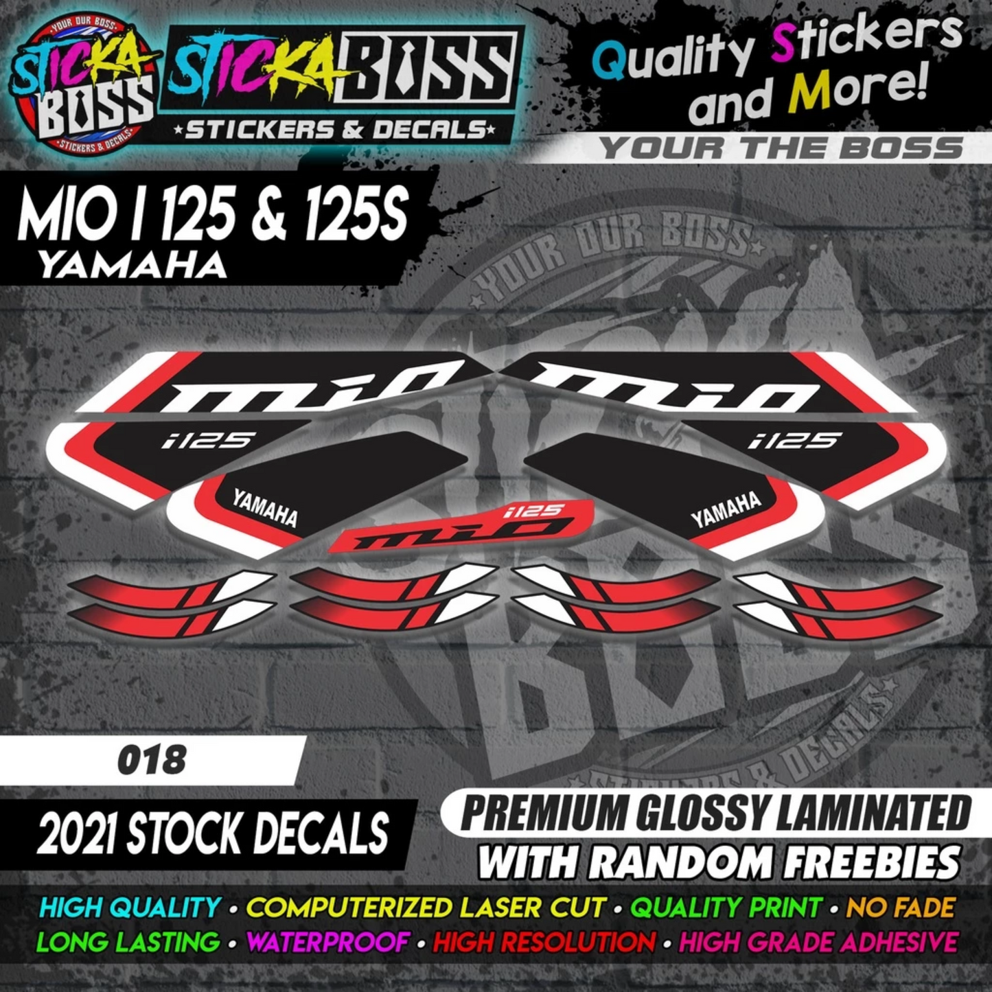 Mio i 125 & 125s (2021 Stock Decals)【PREMIUM GLOSSY LAMINATED】