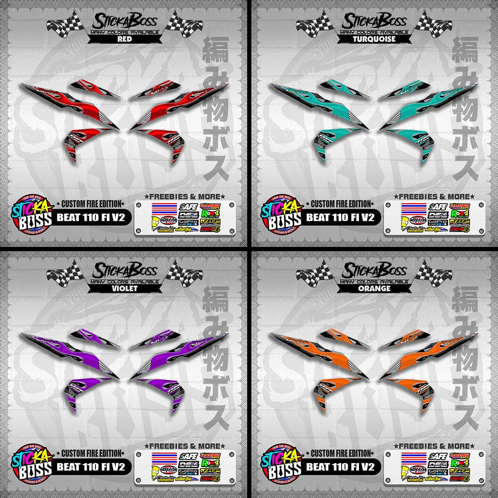 BEAT 110 FI V2 DECALS ( CUSTOM FIRE EDITION )【WITH FREEBIES】