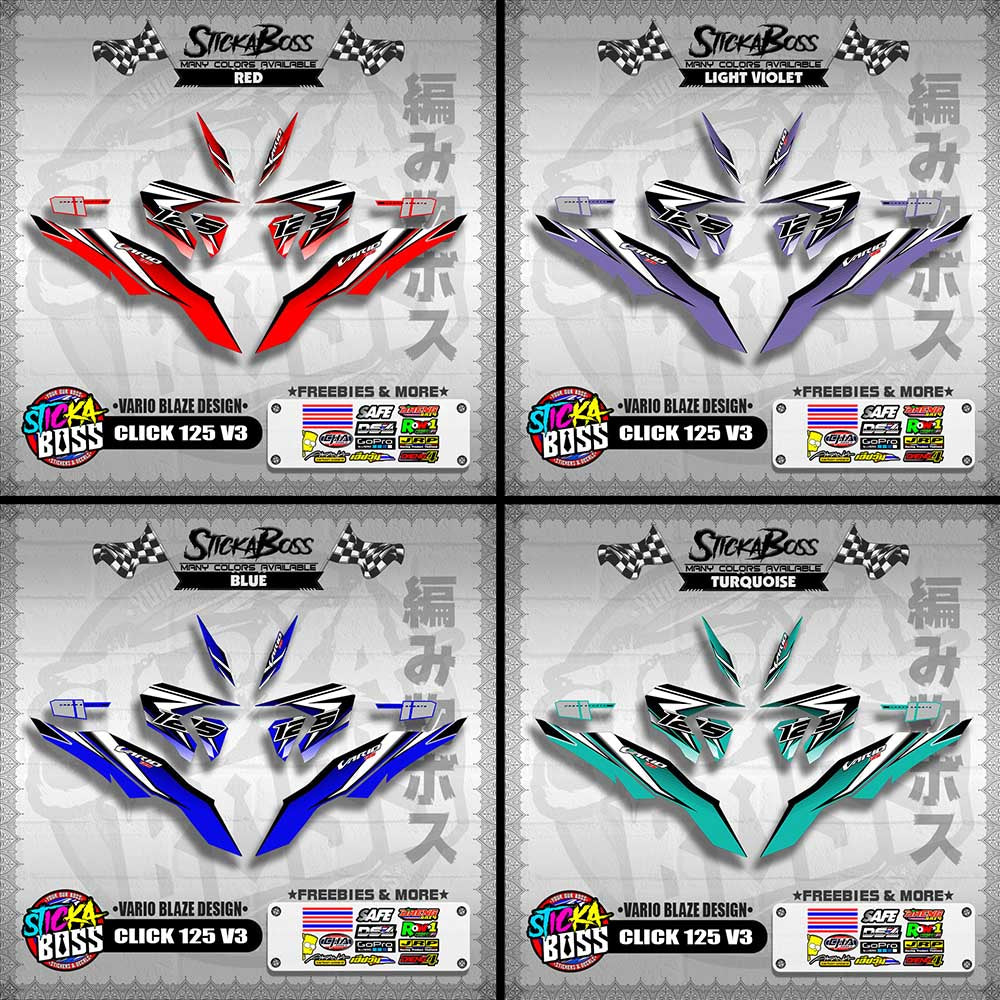 CLICK 125 V3 DECALS ( VARIO BLAZE DESIGN )【WITH FREEBIES】