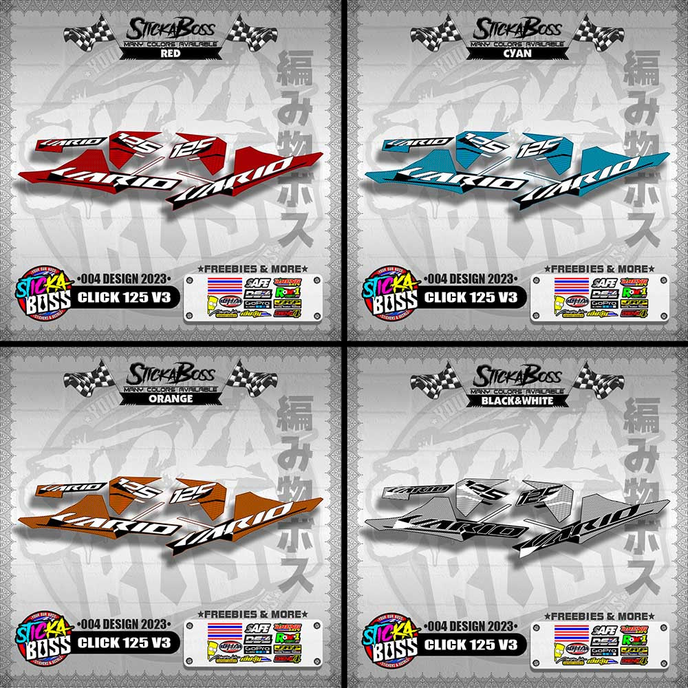CLICK 125 V3 STOCK DECALS ( 004 DESIGN 2023 ) VARIO【WITH FREEBIES】