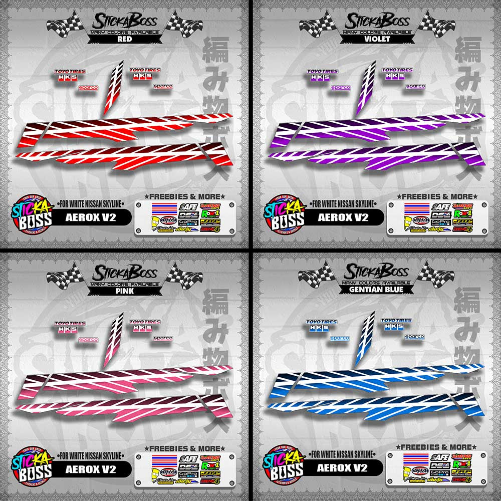AEROX V2 DECALS ( FOR WHITE NISSAN SKYLINE )【WITH FREEBIES】
