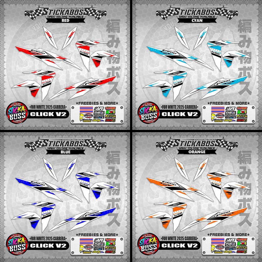 CLICK V2 STICKER DECALS ( FOR WHITE 2025 CARRERA )【WITH FREEBIES】