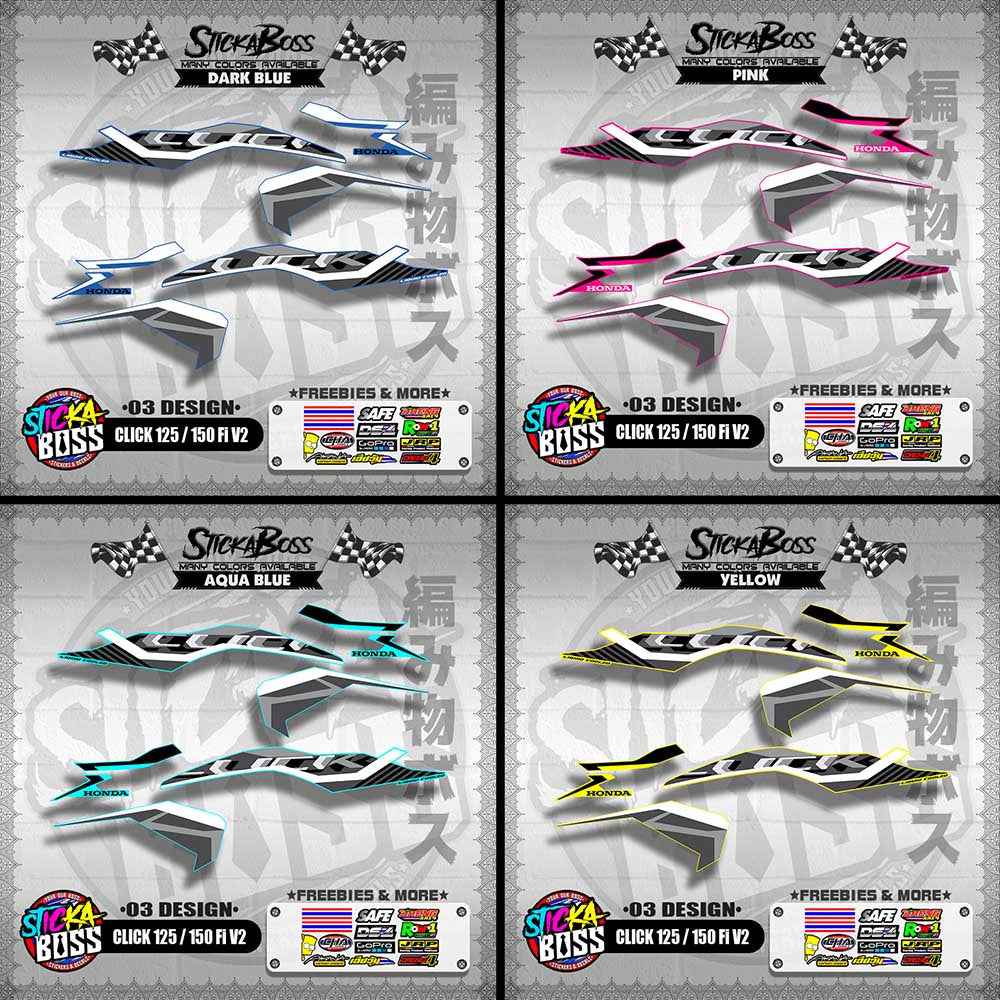 CLICK 125 / 150 Fi V2 DECALS ( 03 DESIGN )【WITH FREEBIES】