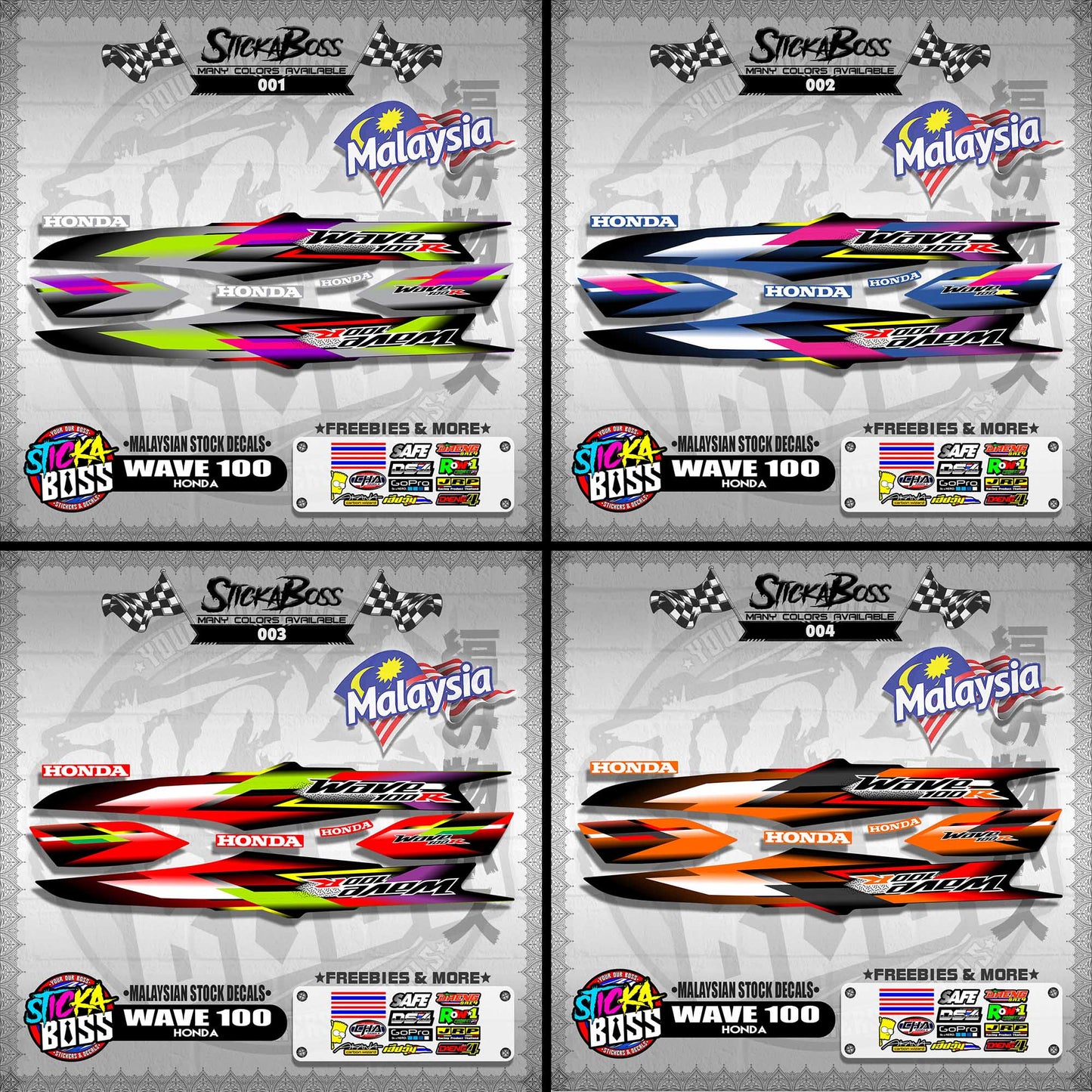 HONDA WAVE 100 ( MALAYSIAN STOCK DECALS )【WITH FREEBIES】