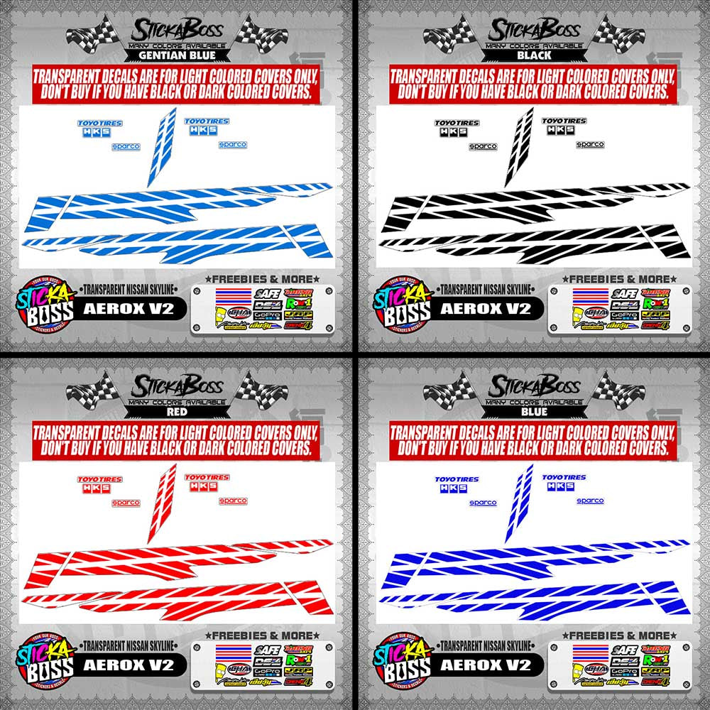 AEROX V2 DECALS ( TRANSPARENT NISSAN SKYLINE )【WITH FREEBIES】