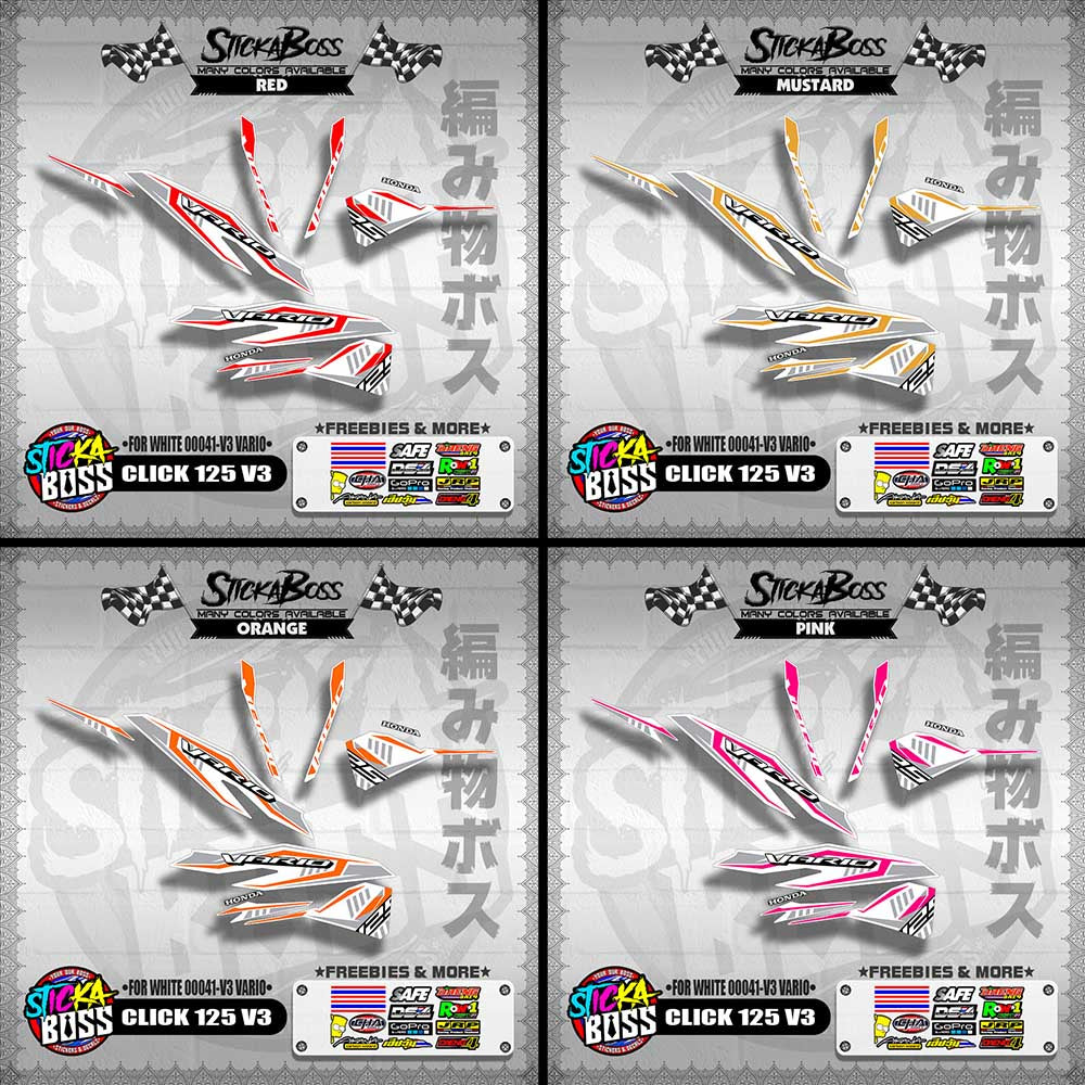 CLICK 125 V3 DECALS ( FOR WHITE 00041-V3 VARIO )【WITH FREEBIES】