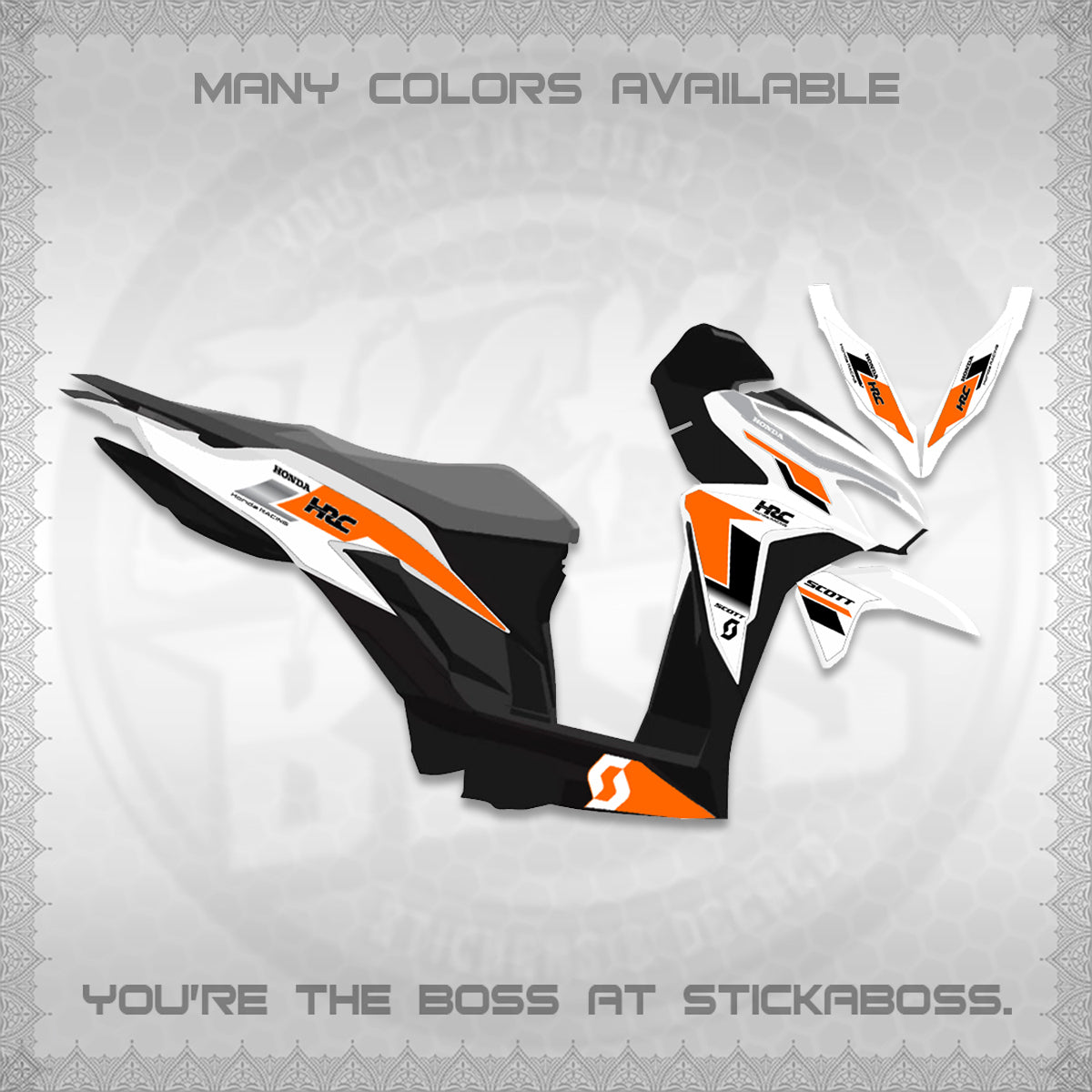 CLICK V2 FOR WHITE DECALS (SCOTTxHRC DESIGN) STICKER KITS By STICKABOSS