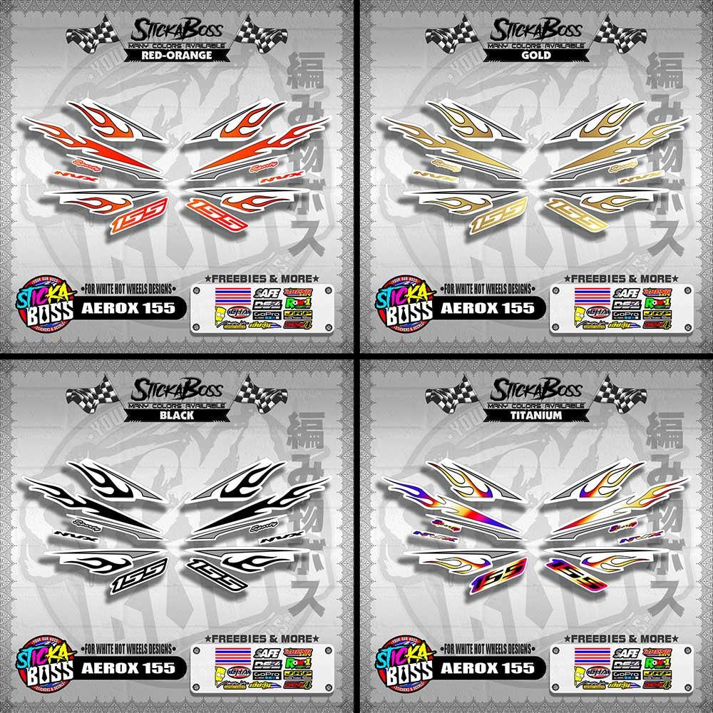 AEROX 155 DECALS ( FOR WHITE HOT WHEELS DESIGNS )【WITH FREEBIES】