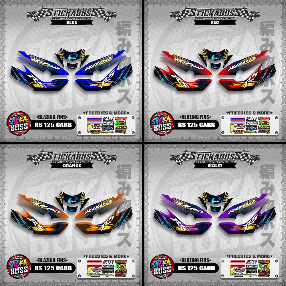 RS 125 CARB STICKER DECALS ( BLAZING FINS )【WITH FREEBIES】