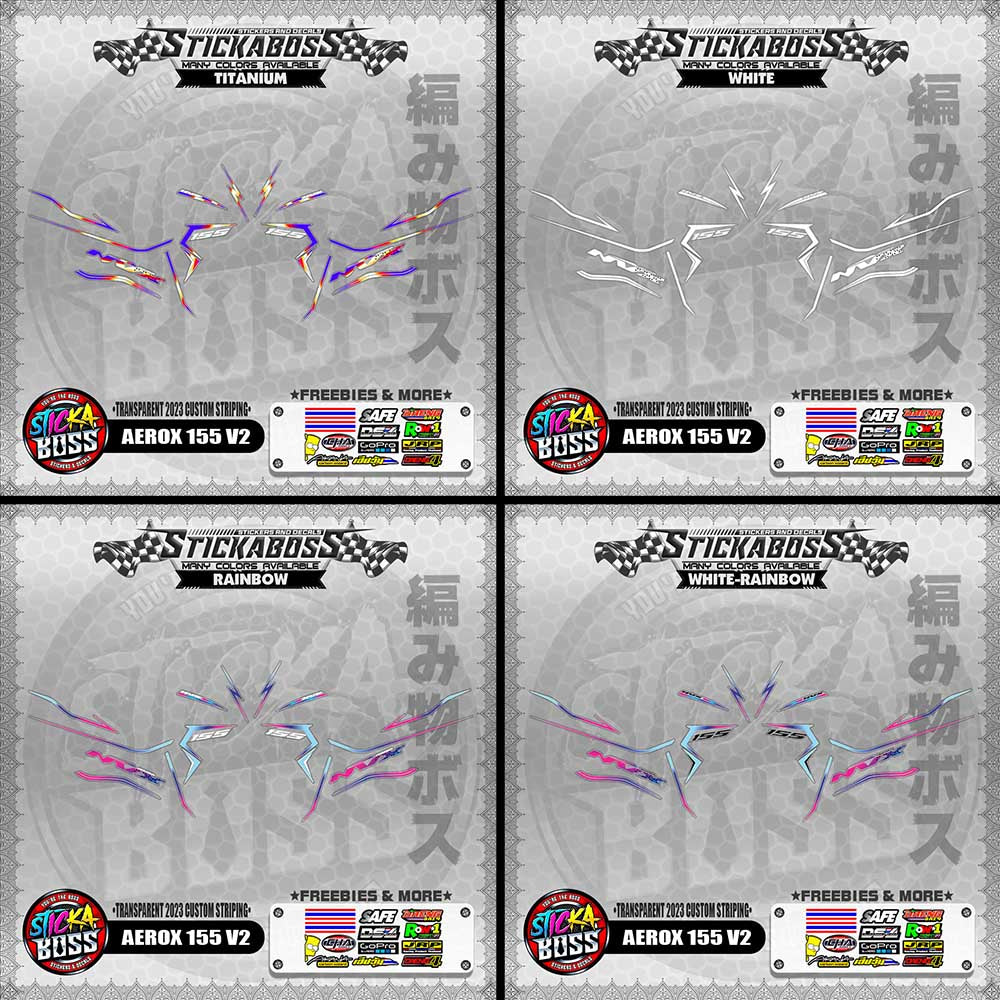 【PREMIUM UV PRINT】TRANSPARENT AEROX 155 V2 STICKER DECALS ( 2023 CUSTOM STRIPING )【WITH FREEBIES】