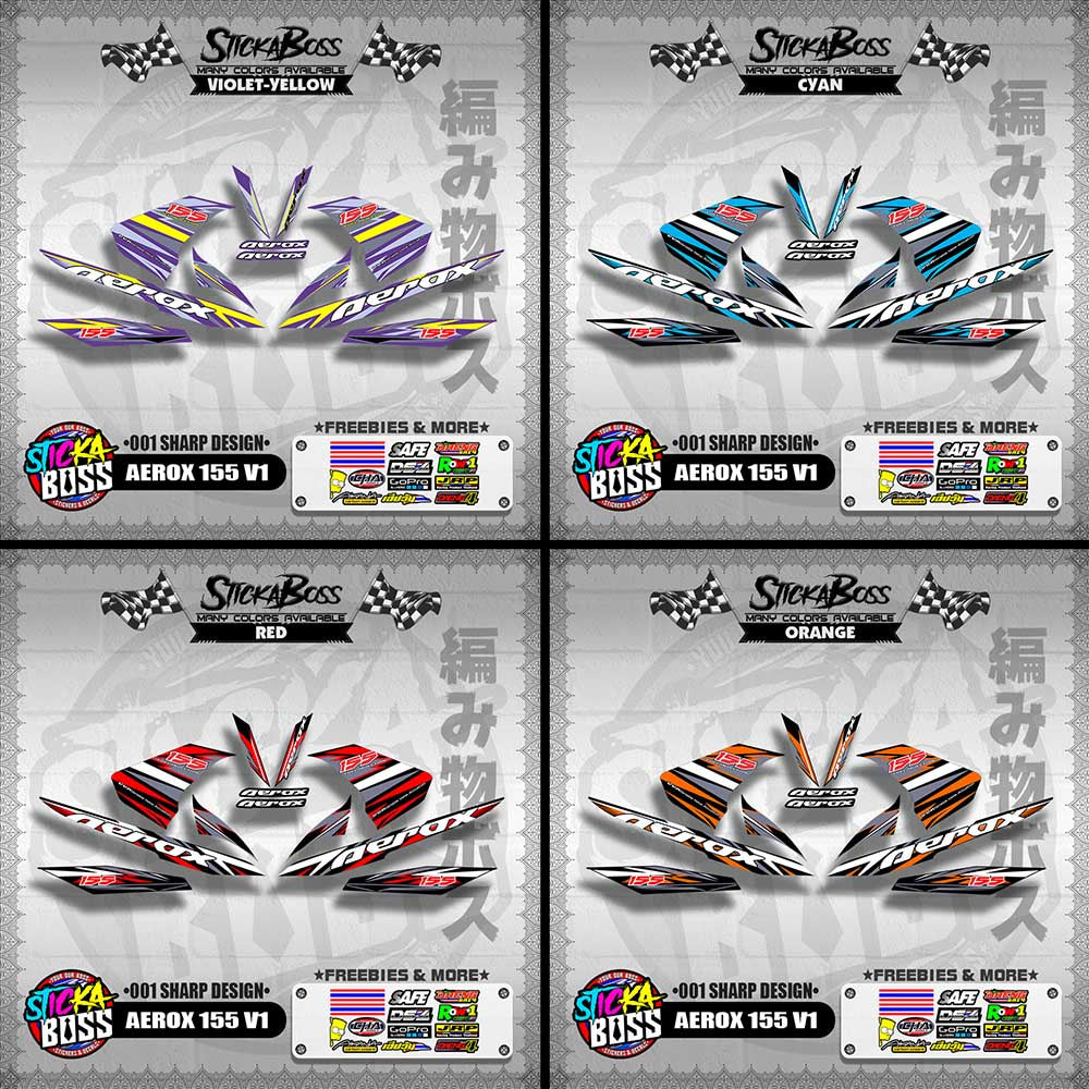 AEROX 155 V1 DECALS ( 001 SHARP DESIGN )【WITH FREEBIES】