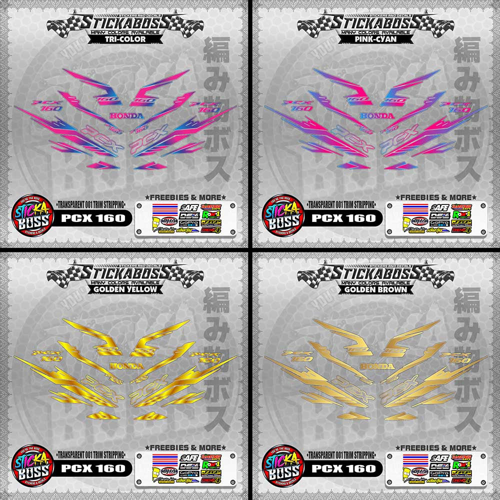 【PREMIUM UV PRINT】TRANSPARENT PCX 160 STICKER DECALS ( 001 TRIM STRIPPING )【WITH FREEBIES】