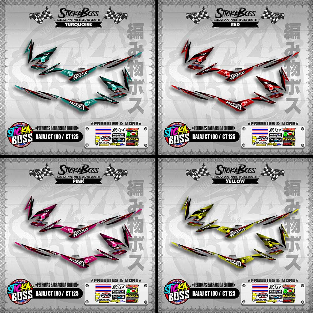 BAJAJ CT 100 / CT 125 DECALS ( PETRONAS BARRACUDA EDITION )【WITH FREEBIES】