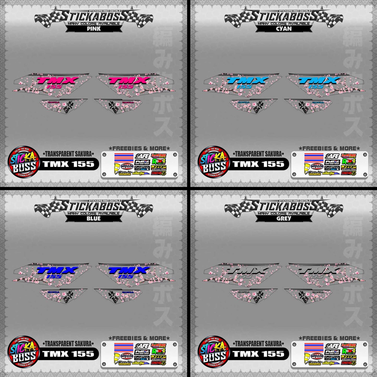 【PREMIUM UV PRINT】TRANSPARENT TMX 155 STICKER DECALS ( SAKURA )【WITH FREEBIES】