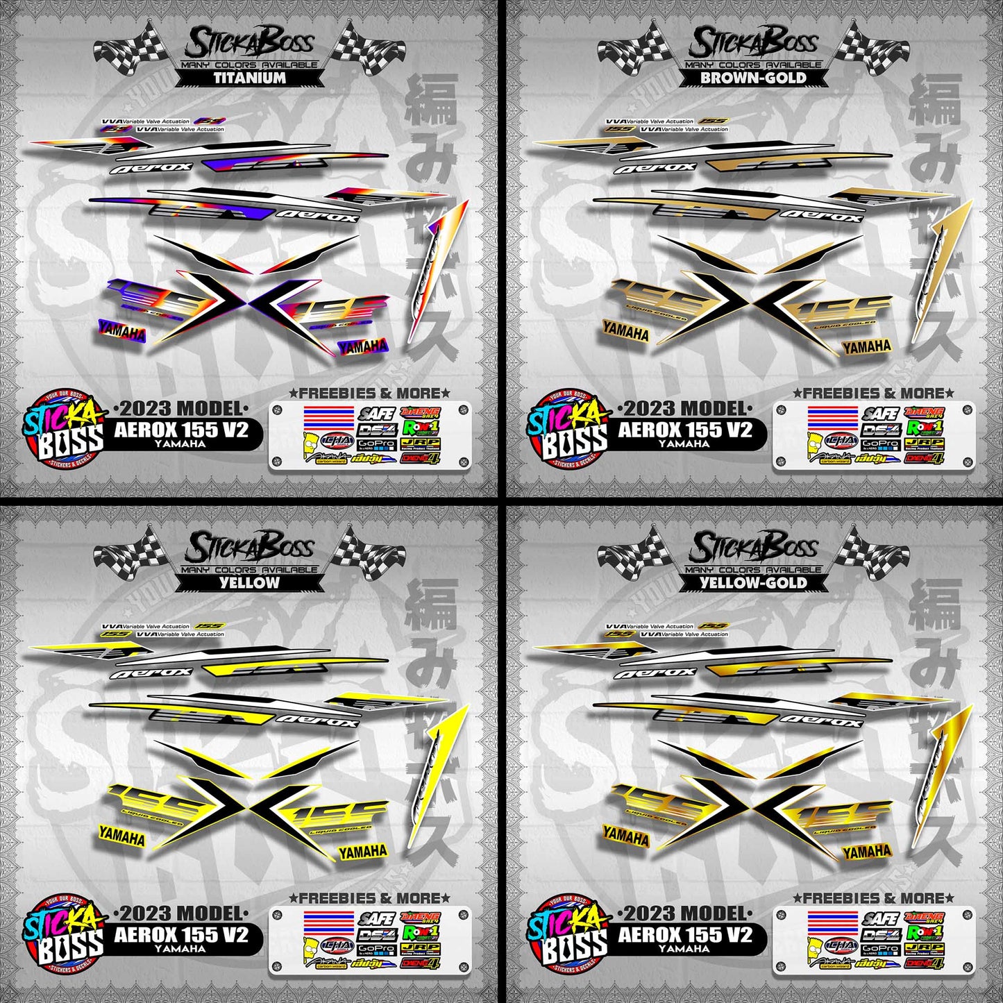 AEROX 155 V2 2023 STOCK DECALS ( 2023 MODEL )【WITH FREEBIES】