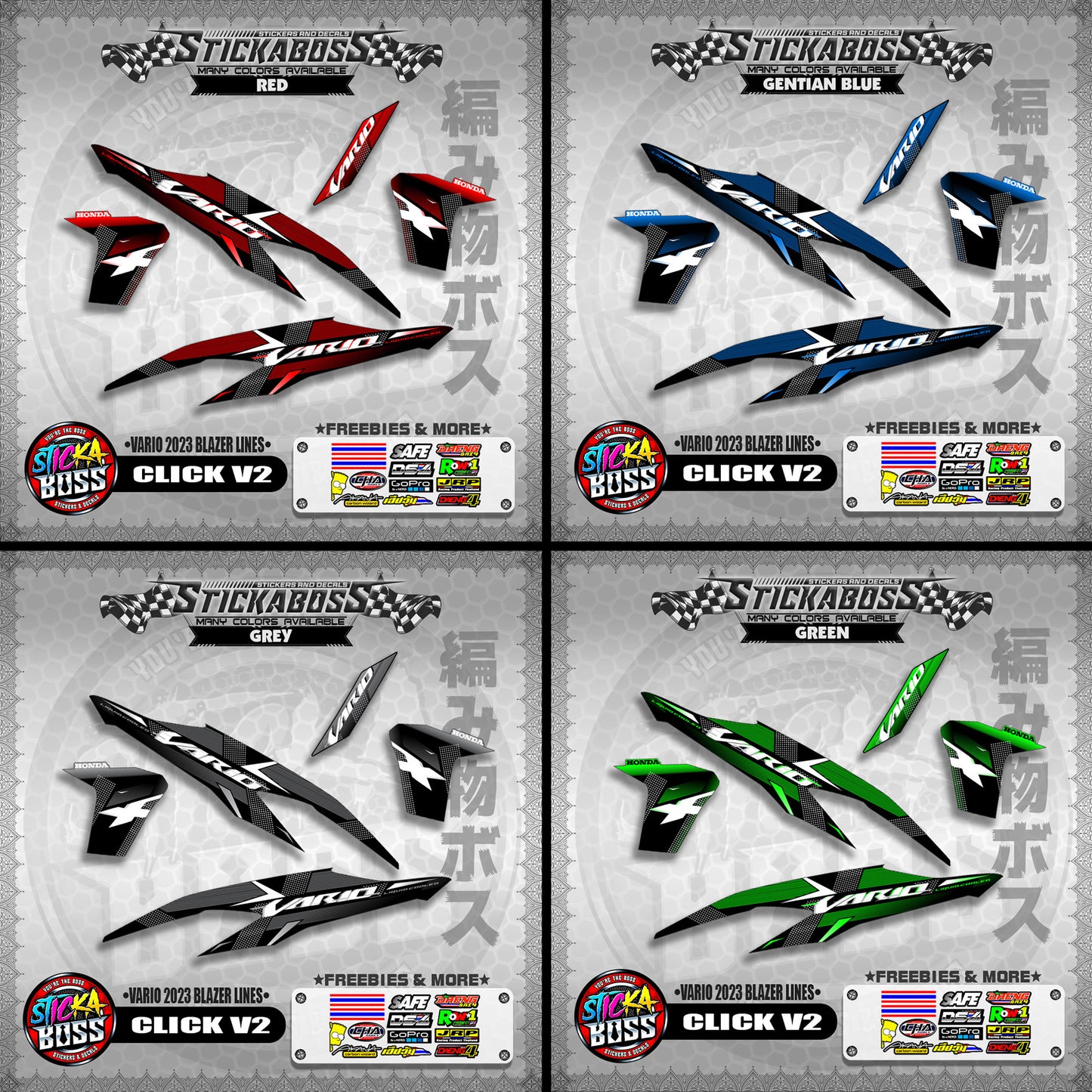 CLICK V2 STICKER DECALS ( VARIO 2023 BLAZER LINES )【WITH FREEBIES】