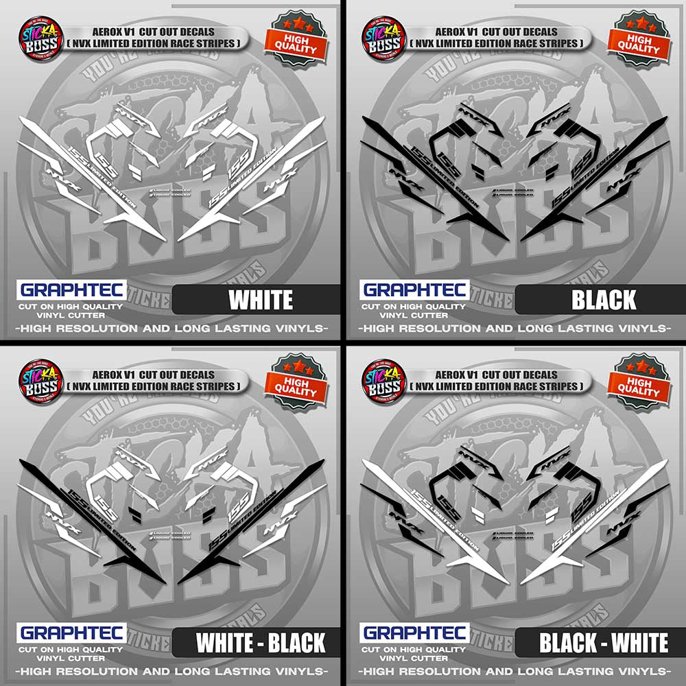 AEROX V1 CUT OUT DECALS ( NVX LIMITED EDITION RACE STRIPES ) | VINYL WATERPROOF CUT-OUT DECALS