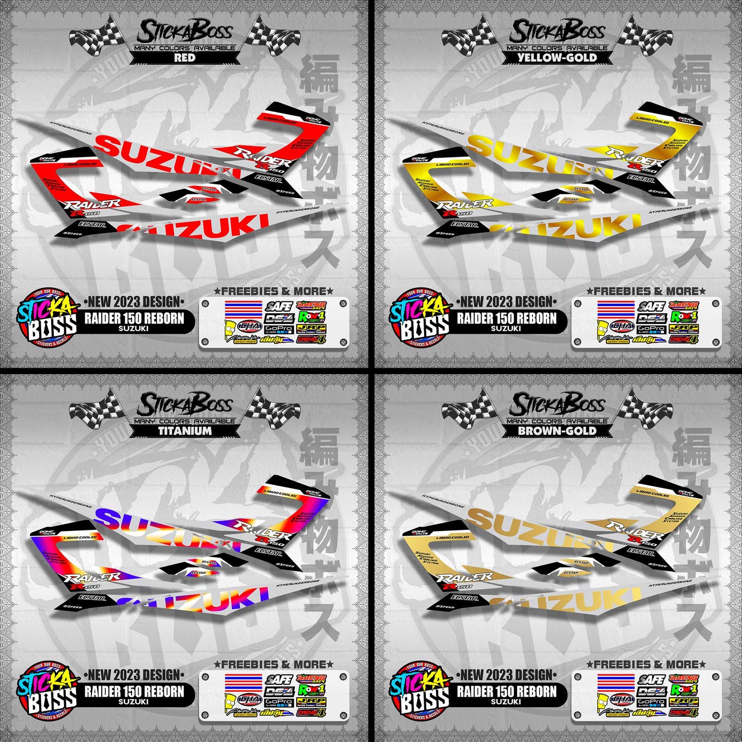 RAIDER 150 REBORN STOCK DECALS ( NEW 2023 DESIGN )【WITH FREEBIES】