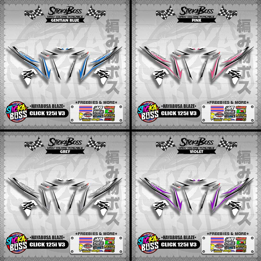 CLICK 125i V3 DECALS ( HAYABUSA BLAZE )【WITH FREEBIES】
