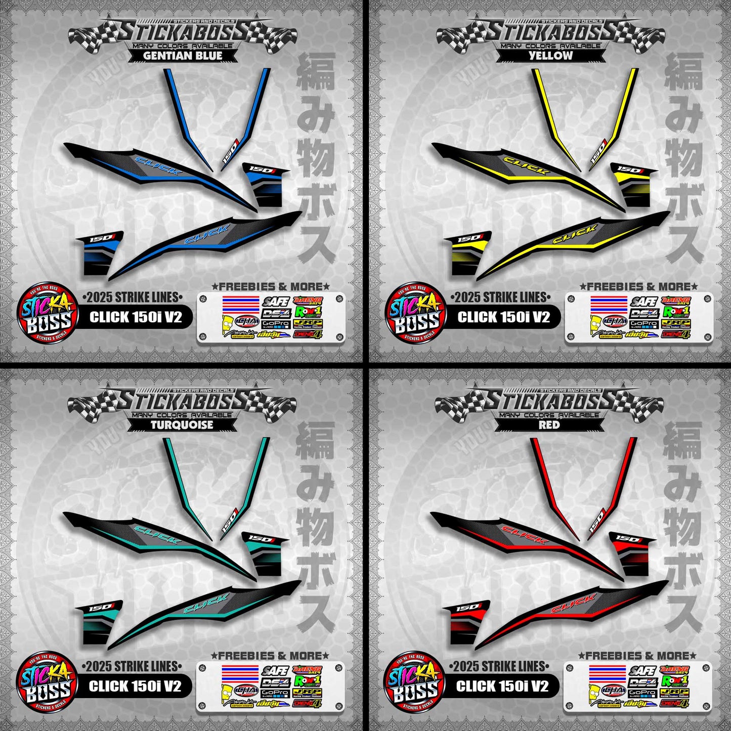 CLICK 150i V2 STICKER DECALS ( 2025 STRIKE LINES )【WITH FREEBIES】