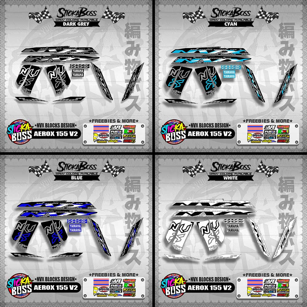 AEROX 155 V2 DECALS ( NVX BLOCKS DESIGN )【WITH FREEBIES】