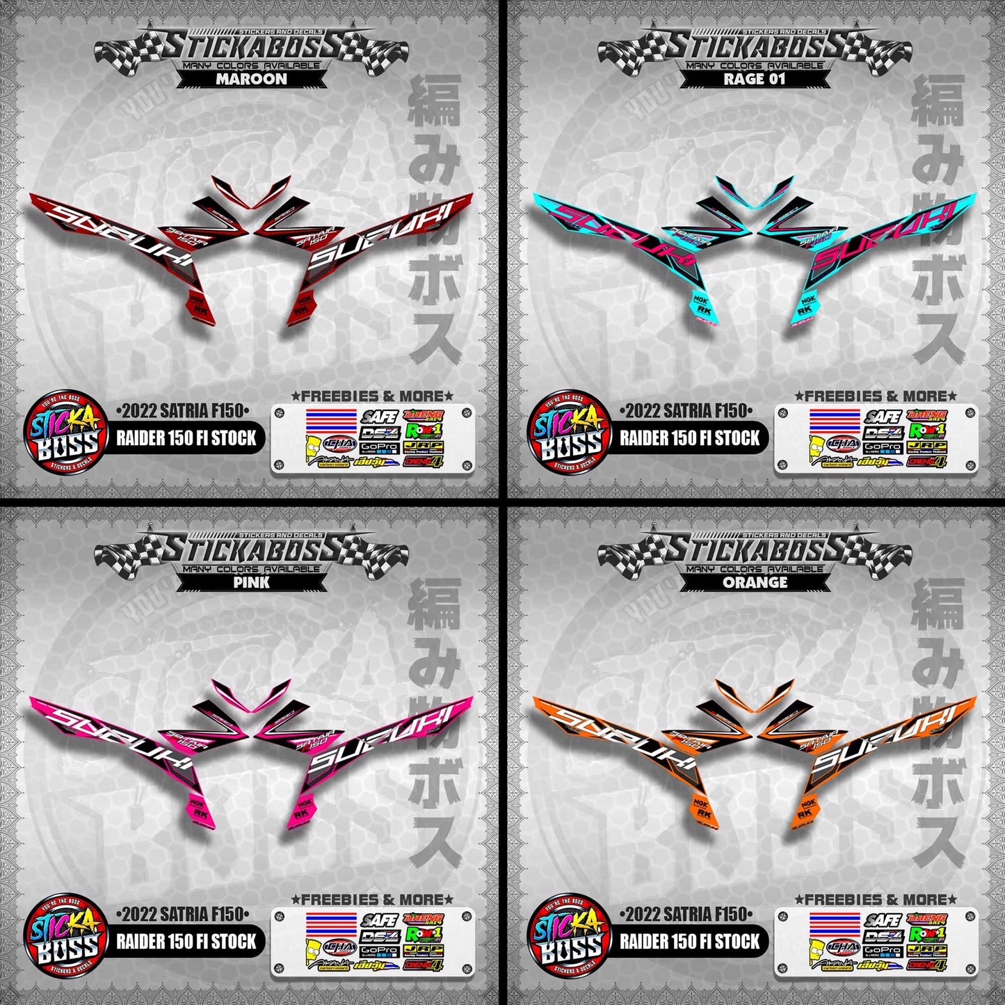 SUZUKI RAIDER 150 FI STOCK DECALS ( 2022 SATRIA F150 )【WITH FREEBIES】