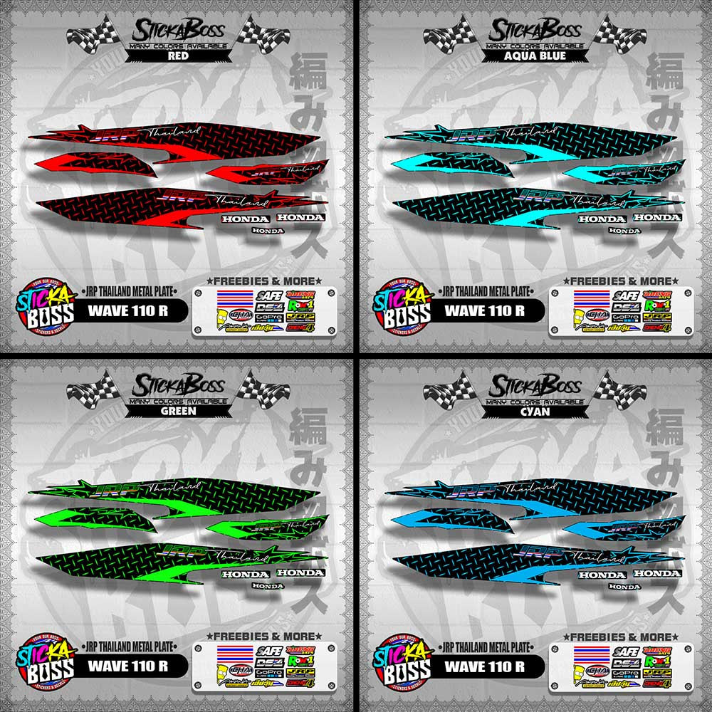 WAVE 110 R DECALS ( JRP THAILAND METAL PLATE )【WITH FREEBIES】
