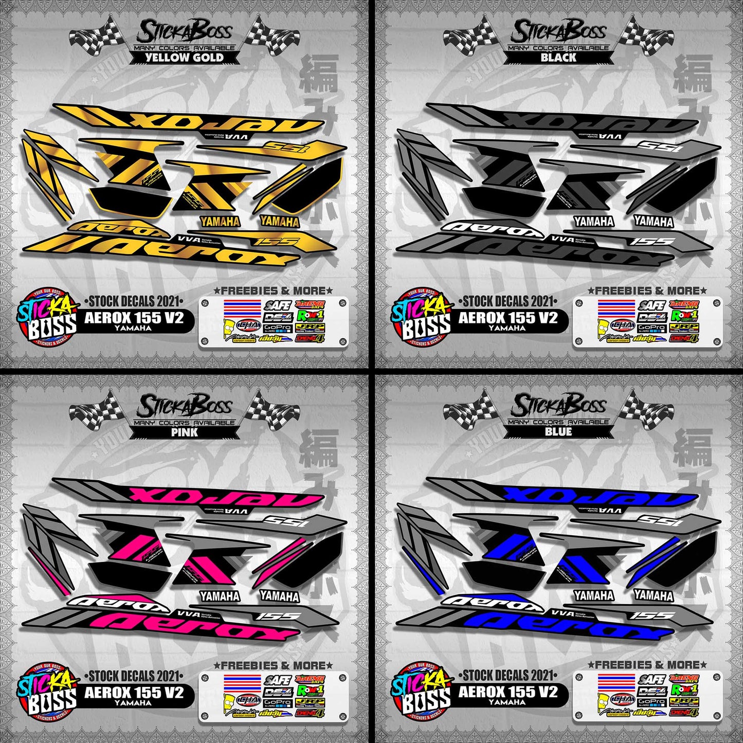 AEROX 155 V2 ( STOCK DECALS 2021 )【WITH FREEBIES】