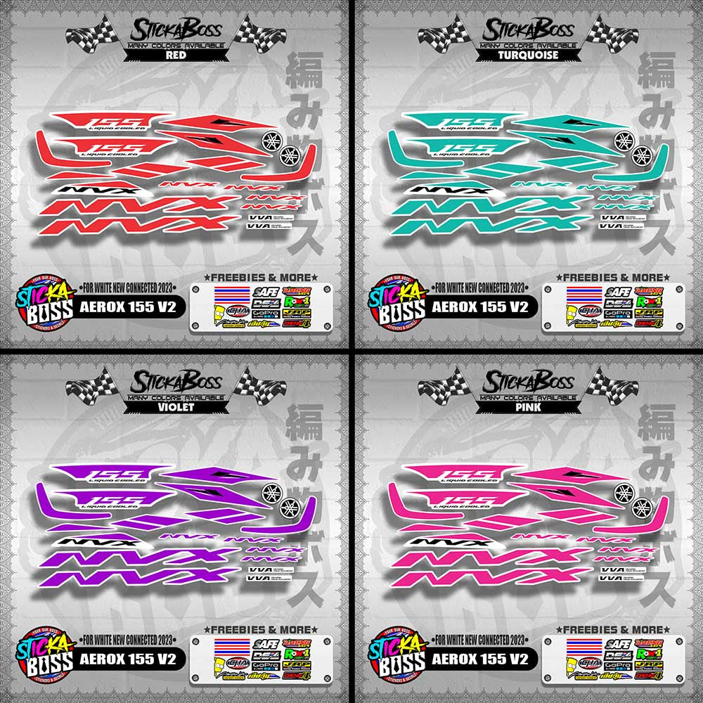 AEROX 155 V2 DECALS ( FOR WHITE NEW CONNECTED 2023 )【WITH FREEBIES】