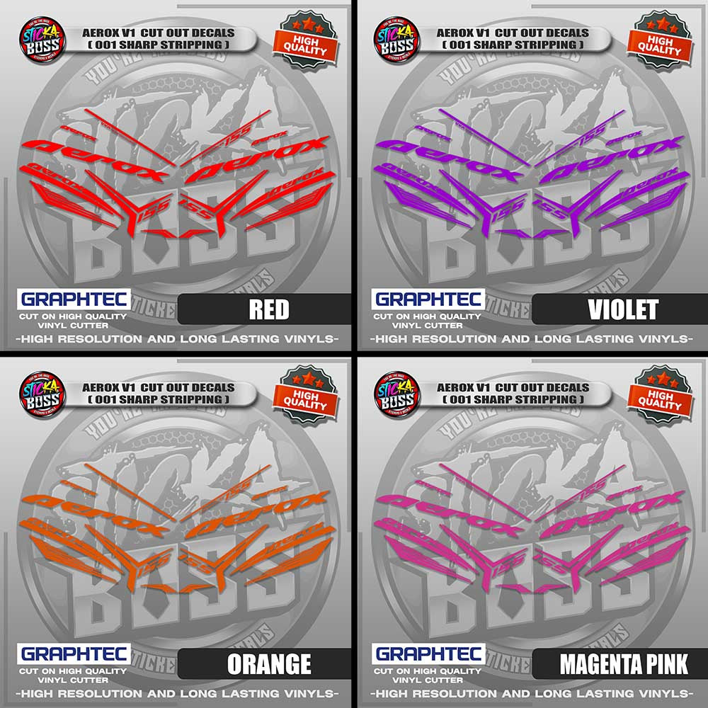 AEROX V1 CUT OUT DECALS ( 001 SHARP STRIPPING ) | VINYL WATERPROOF CUT-OUT STICKER DECALS