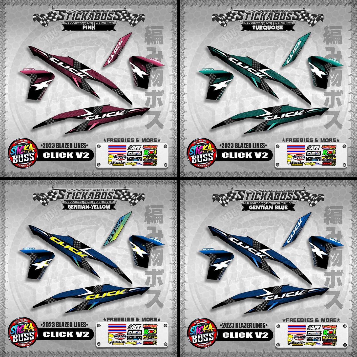 CLICK V2 STICKER DECALS ( 2023 BLAZER LINES )【WITH FREEBIES】