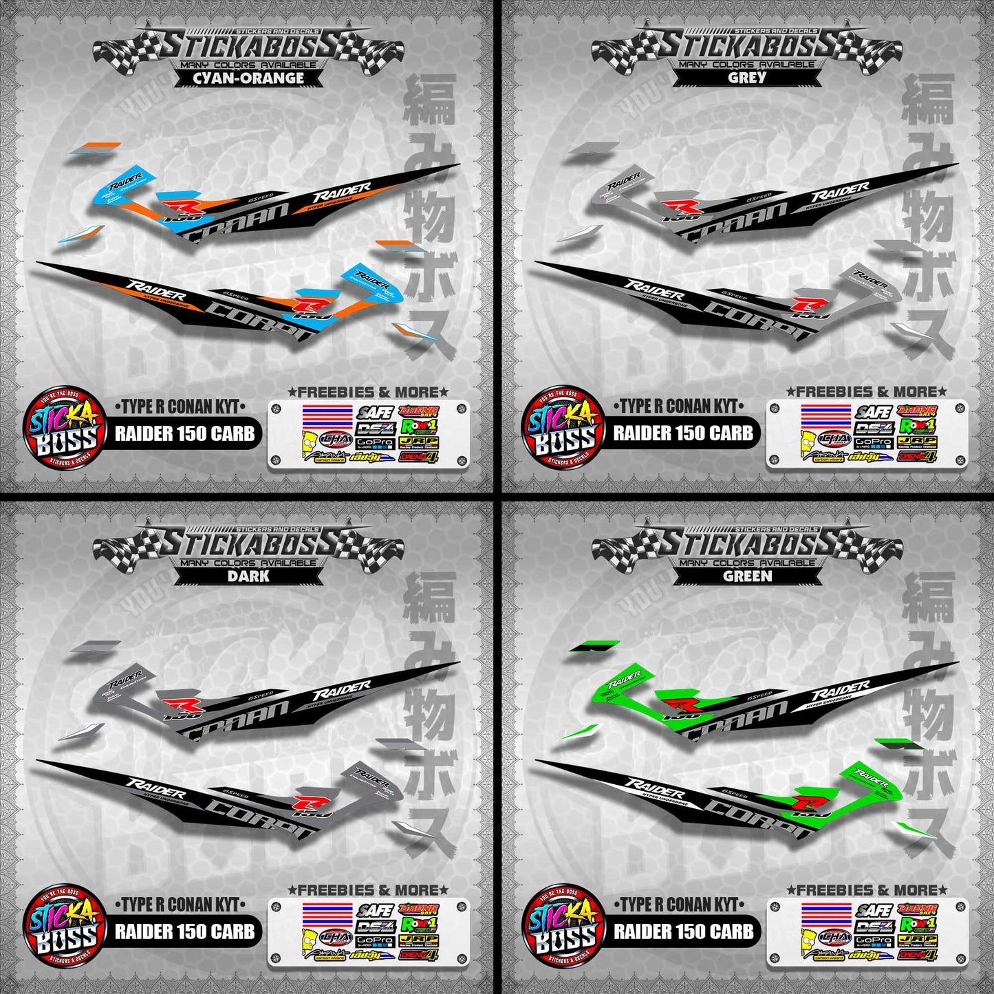 RAIDER 150 CARB DECALS ( TYPE R CONAN KYT )【WITH FREEBIES】