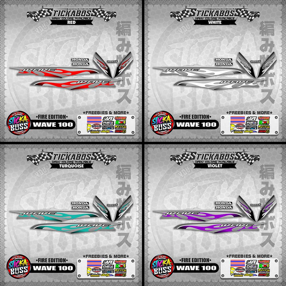 WAVE 100 STICKER DECALS ( FIRE EDITION )【WITH FREEBIES】