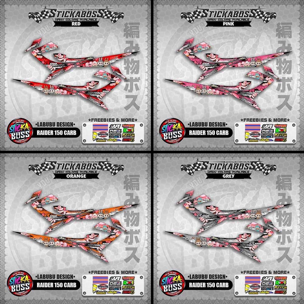 RAIDER 150 CARB STICKER DECALS ( LABUBU DESIGN )【WITH FREEBIES】