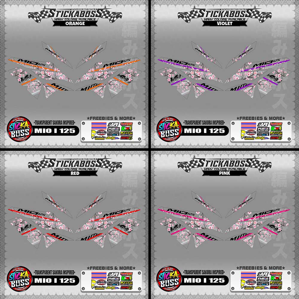 【PREMIUM UV PRINT】TRANSPARENT MIO I 125 STICKER DECALS ( SAKURA INSPIRED )【WITH FREEBIES】