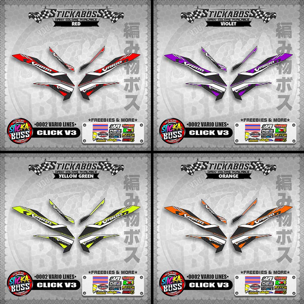 CLICK V3 STICKER DECALS ( 0002 VARIO LINES )【WITH FREEBIES】