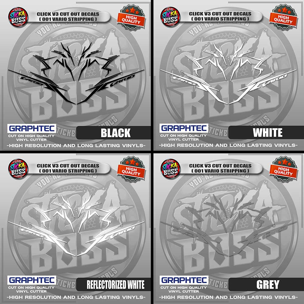 CLICK V3 CUT OUT DECALS ( 2025 VARIO STRIPPING 001 ) | VINYL WATERPROOF CUT-OUT STICKER DECALS