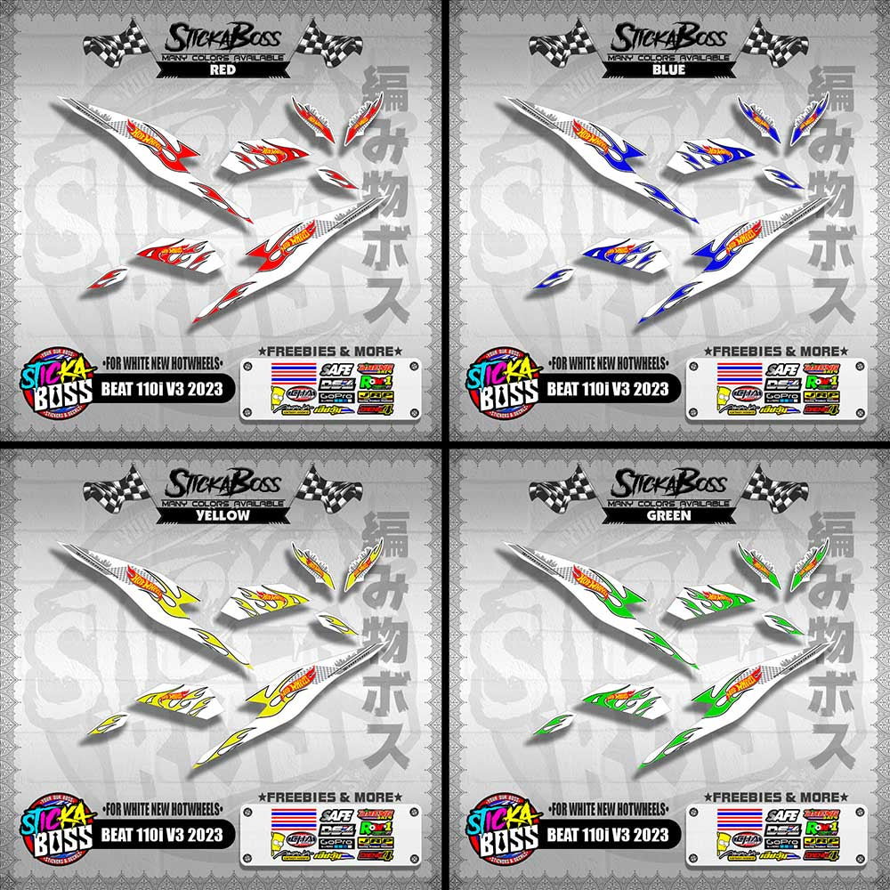 BEAT 110i V3 2023 DECALS ( FOR WHITE NEW HOTWHEELS )【WITH FREEBIES】
