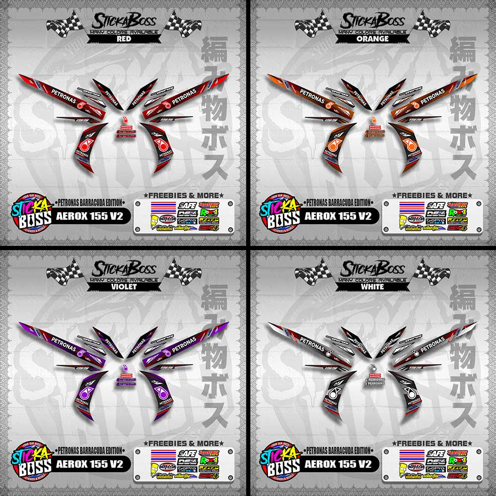 AEROX 155 V2 DECALS ( PETRONAS BARRACUDA EDITION )【WITH FREEBIES】