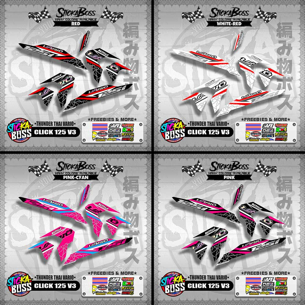 CLICK 125 V3 THAILAND DECALS ( THUNDER THAI VARIO )【WITH FREEBIES】