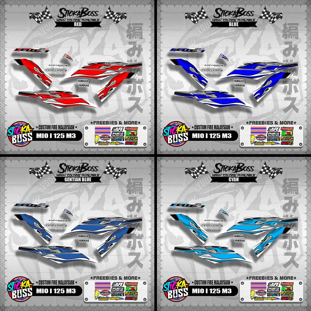 MIO I 125 M3 DECALS ( CUSTOM FIRE MALAYSIAN )【WITH FREEBIES】