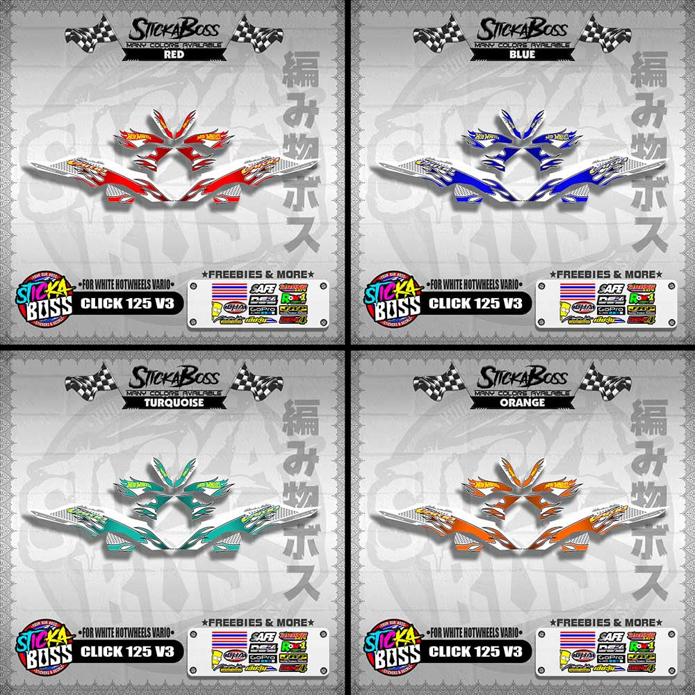 CLICK 125 V3 DECALS ( FOR WHITE HOTWHEELS VARIO )【WITH FREEBIES】